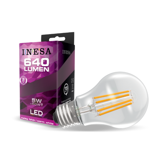 LED FÉNYFORRÁS FILAMENT GÖMB E27 5W