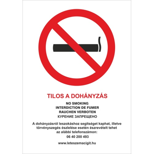 Pd tábla A/4 Tilos a dohányzás