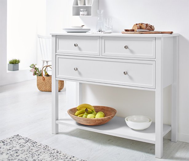 Fiókos tálaló konzol, fehér