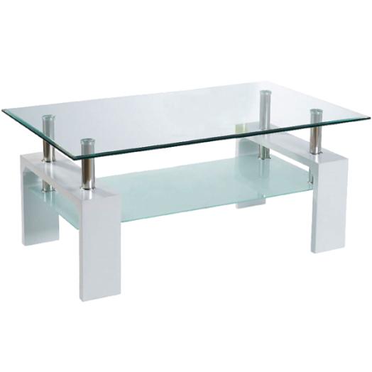 DOHÁNYZÓASZTAL 100X60X45CM ÜVEG/FEHÉR MDF