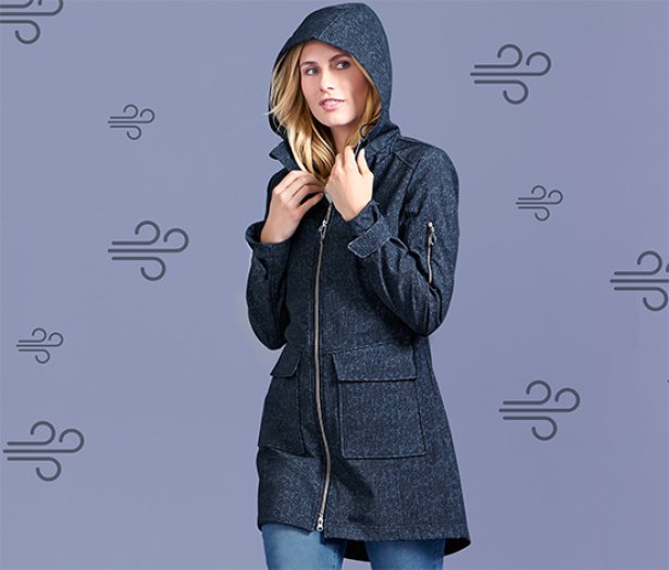 Női kapucnis softshell kabát, kék