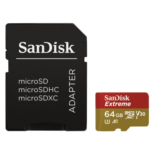 Sandisk microsd EXTR 64GB CL10 UHS-I, V30, A1