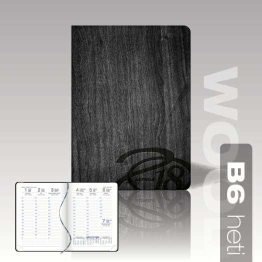 Wood agenda B6 heti fekete