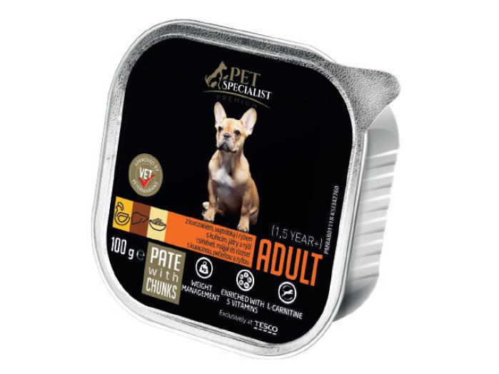 Pet Specialist Prémium alutálcás kutyaeledel (100 g)