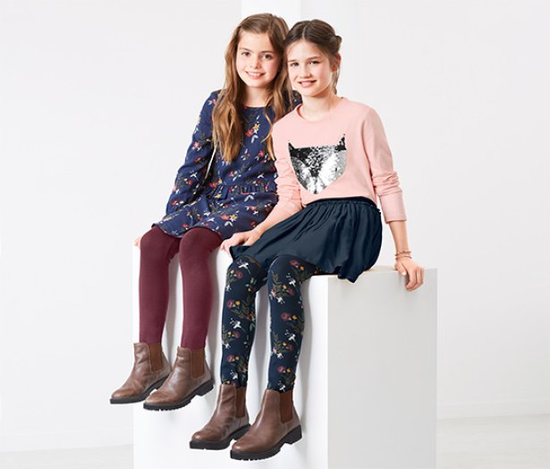 2 lányka leggings szettben, bordó, kék