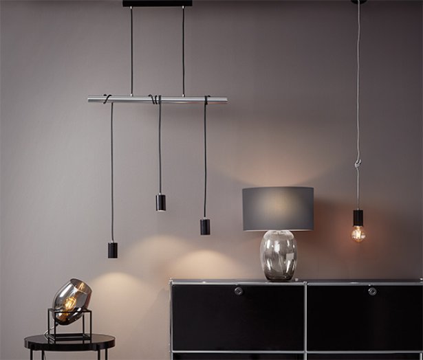 LED-es függőlámpa, 4 spot, króm
