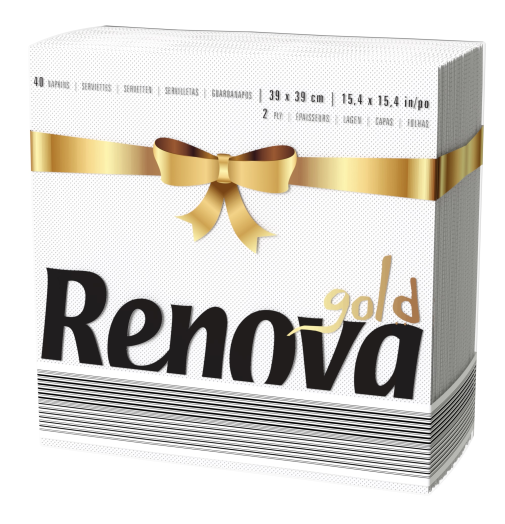 Renova Art Table Gold szalvéta fehér 2 réteg 39 x 39 cm