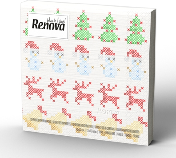Renova Cross-Stich 3 rétegű mintás karácsonyi szalvéta