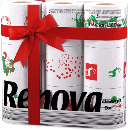 Renova Xmas Design toalett papír 2 rétegű 9 tekercs
