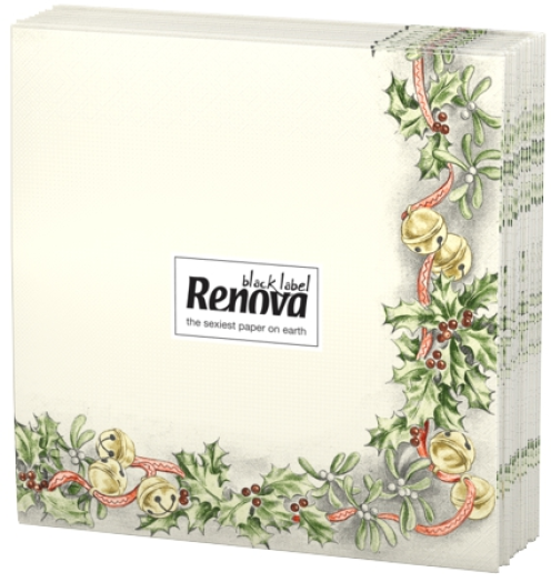 Renova Xmas Holly 3 rétegű mintás karácsonyi szalvéta