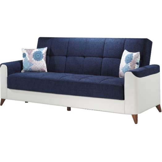 SICILY KANAPÉ KÉK/FEHÉR SZÖVET+PU FF.120X188CM 225X97X90CM