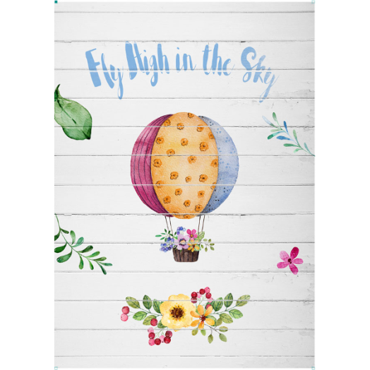 "FLYHIGH BB" FALI KÉP 60X42CM HŐLÉGBALLONOS