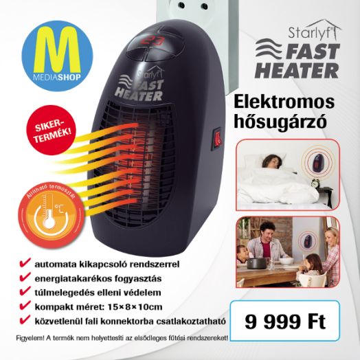 STARLYF FAST HEATER HELYI FŰTŐTEST 400W, IDŐZÍTŐ, DIGITÁLIS TERMOSZTÁT