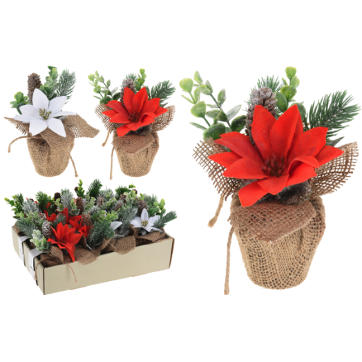 DEKOR MŰVIRÁG KASPÓBAN 18CM MŰANYAG