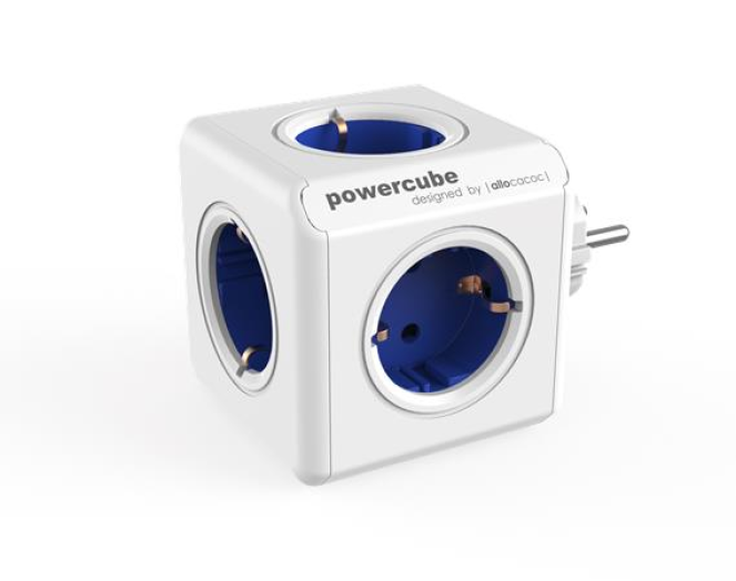 Elosztó 5 aljzat ALLOCACOC PowerCube fehér-kék