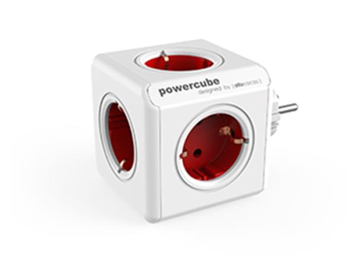 Elosztó 5 aljzat ALLOCACOC PowerCube fehér-piros