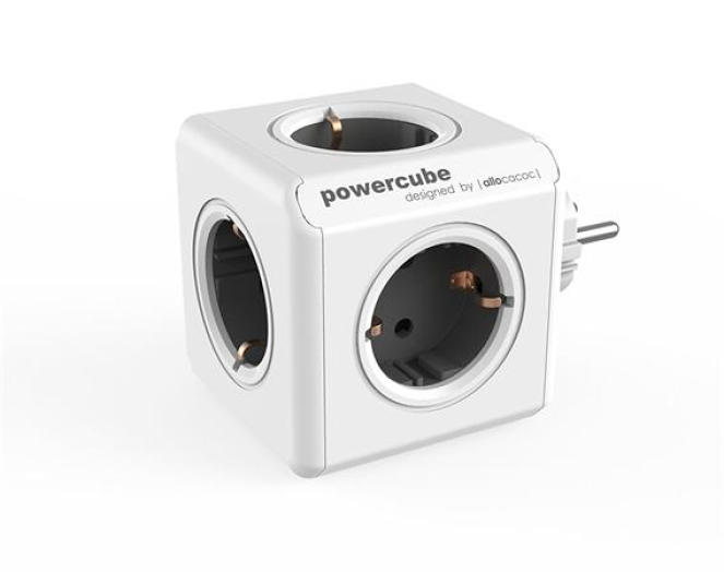Elosztó 5 aljzat ALLOCACOC PowerCube fehér-szürke