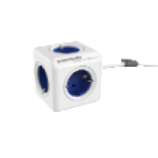 1402BL/DEEUPC PowerCube Extended hálózati hosszabbító, 4 dugalj + 2 USB, 1,5m, fehér-kék