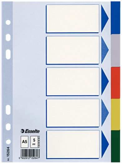 Esselte műanyag elválasztólap 5 részes A/5