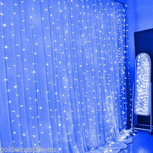 LED fényfüggöny – kék 3m x 3m (300 LED)