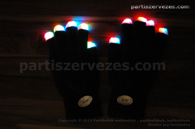 Világító led kesztyű – 1 pár