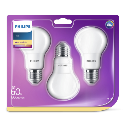 Philips LED Classic izzó 60W A60 E27 WW 230V 3db/cs