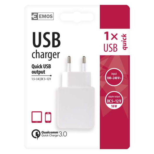 Univerzális usb töltő quick 3A