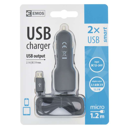 Univerzális autós usb töltő 3A kábellel