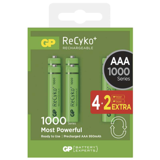 GP akku töltő recyko AAA 1000mah 4+2db