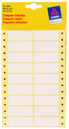 Avery 3606 leporelló etikett fehér 48 x 19 mm 2 pályás