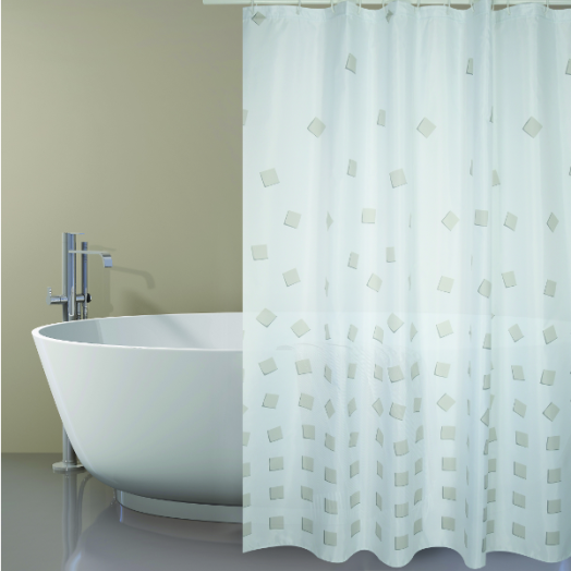 ZUHANYFÜGGÖNY POLYESTER, 180X200 CM THIKA, KARIKÁVAL