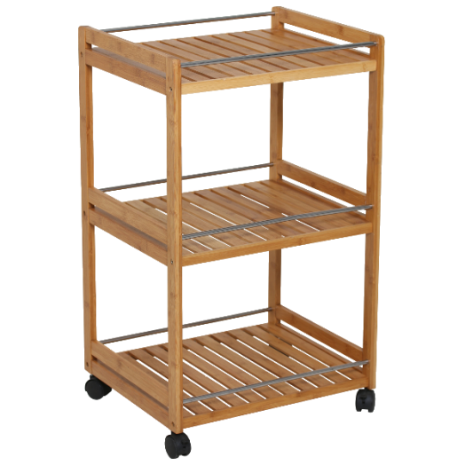 BAMBUSZ KONYHAI GURULÓS TÁROLÓ 3 SZINTES 45X75,5X38CM