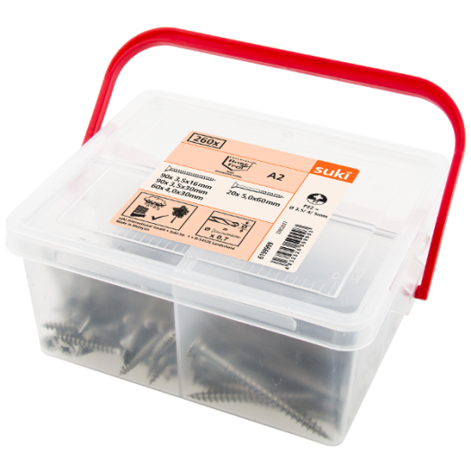 FACSAVAR SÜLLY. FEJŰ ROZSDAMENTES 260 RÉSZES SZORTIMENTERBEN PIROS
