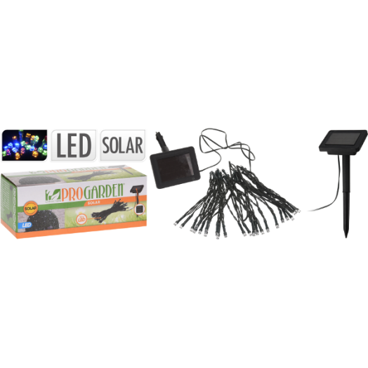 SZOLÁR FÉNYFÜZÉR 5M HOSSZÚ 2M KÁBEL, 50DB SZOLÁR ÉGŐVEL, 1XAA 1,2V 200MAH
