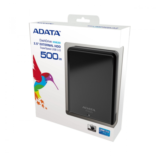 ADATA HDD 500GB USB 3.0 fekete AHV620-500GU3