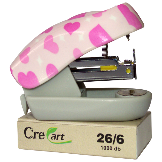 CreArt mini tűzőgép 24/6 mintás szívecskés +tűzőkapocs