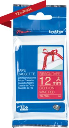 Brother TZe-RW34 bordó/arany selyem szalag
