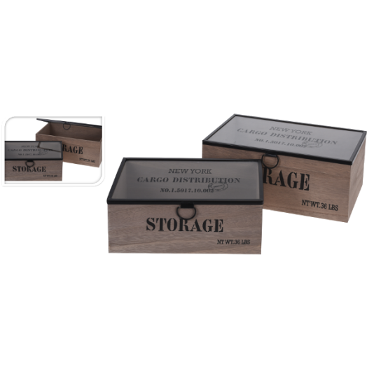 FA TÁROLÓDOBOZ SZETT 24X14X9,5CM ÉS 27X17X11,3CM