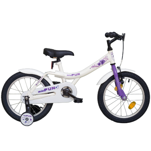 GYERMEK KERÉKPÁR 16-OS LÁNY MINI FUN,TÁMASZTÓ KEREKEKKEL