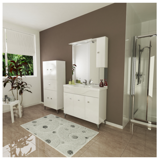 MOON-N 105 KOMPLETT FÜRDŐSZOBABÚTOR 106X193X50CM FEHÉR JOBBOS LED VIL.