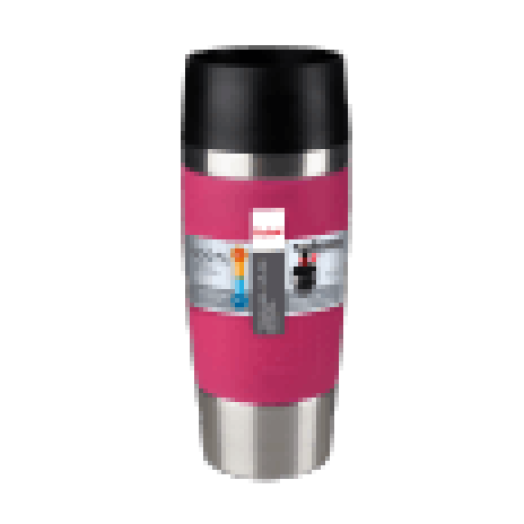 K3087114 TRAVEL MUG úti bögre 0.36L rózsaszín/ezüst