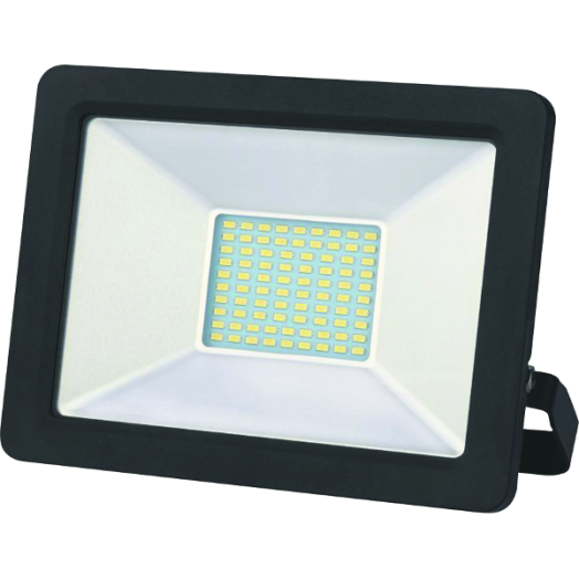 SLIM LED REFLEKTOR 50W 4750LM IP65 6000K FEKETE FÉM HÁZ GUMI KÁBEL