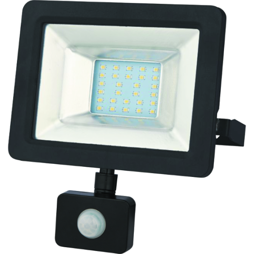 SLIM LED REFLEKTOR 30W 2850LM IP56 4000K FEKETE GUMI KÁBEL MOZG.ÉRZ.