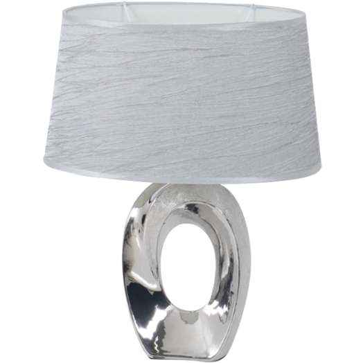 SILVERIA ASZTALI LÁMPA E27 40W 42CM TEXTIL/KERÁMIA EZÜST