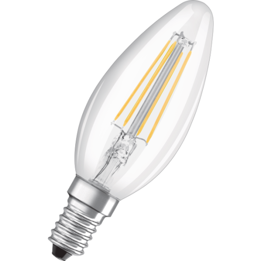 LED BASE FÉNYFORRÁS E14 4W 470LM 2700K GYERTYA FILAMENT 3DB/CSOMAG