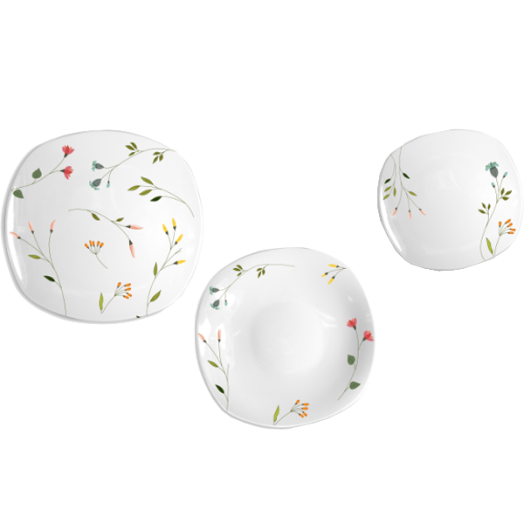 ÉTKÉSZLET PORCELÁN 18 RÉSZES APRÓ VIRÁGOS