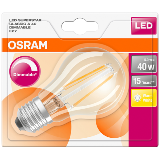 LED FÉNYFORRÁS DIMMELHETŐ KÖRTE E27 4,5W 470LM 40 MELEG FIL. ÜVEG 25000H