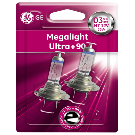 FÉNYSZÓRÓ H7 12V/55W GE MEGALIGHT ULTRA +90% 55W