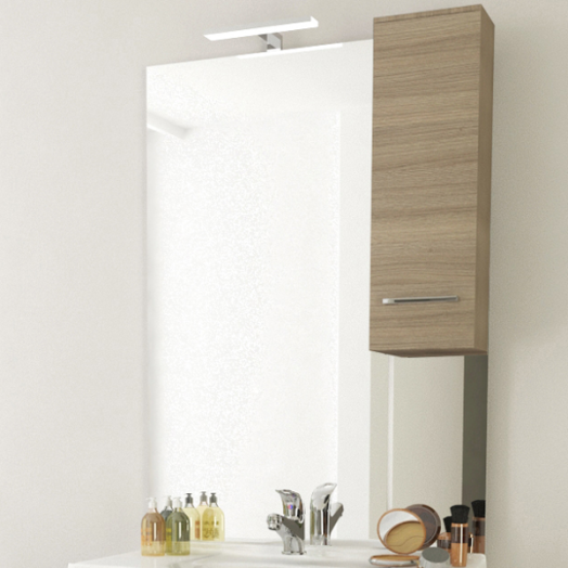 RUBINO TÜKÖR OLDALSZEKRÉNNYEL BARNA 70X107,5X17CM JOBBOS LED