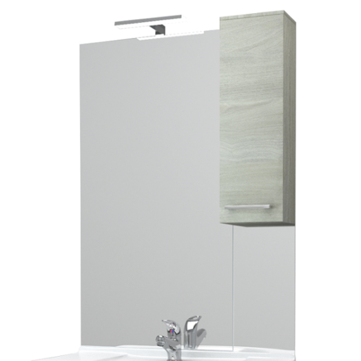 RUBINO TÜKÖR OLDALSZEKRÉNNYEL VILÁGOSSZÜRKE 70X107,5X17CM JOBBOS LED
